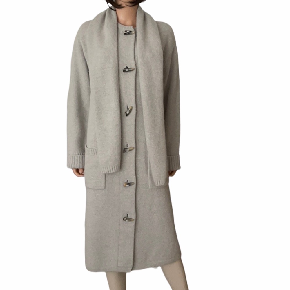 Lauren Ralph Lauren Wool Cashmere Angora Toggle Sweater Coat Gray Size L